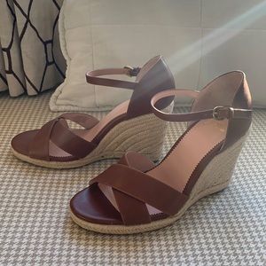 J crew leather wedge espadrilles